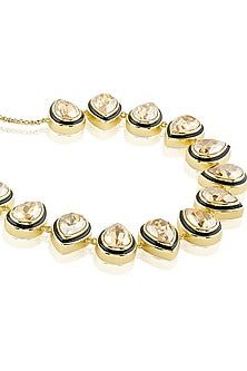 Gold Plated Crystal Enameled Choker Necklace