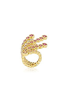 Gold Plated Red Crystal Ring