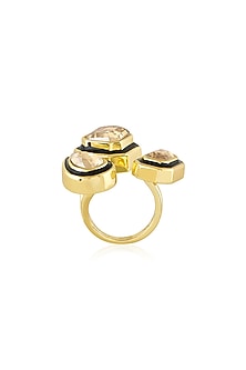 Gold Plated Crystal Enameled Front-Open Ring