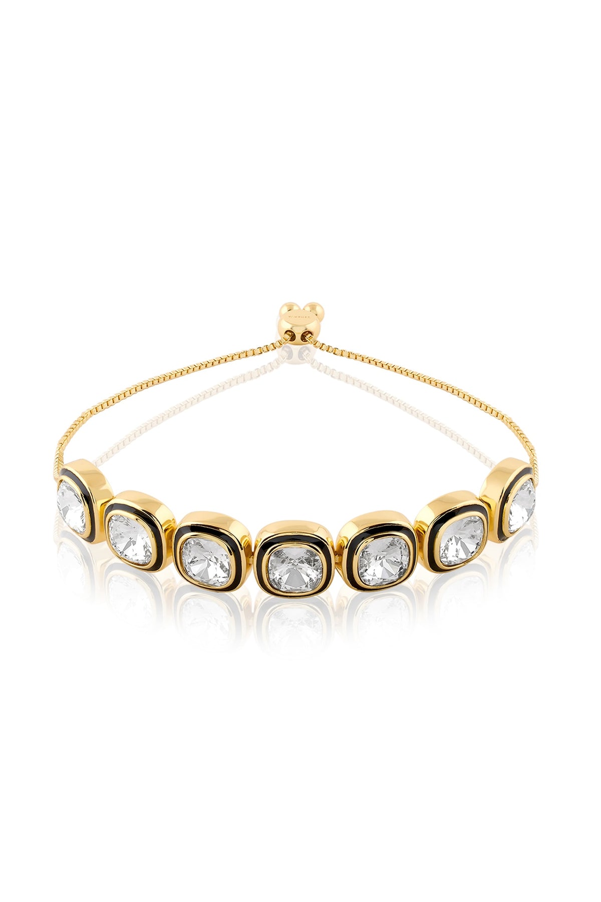 Gold Plated White Crystal Enameled Bracelet