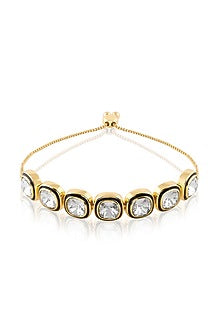 Gold Plated White Crystal Enameled Bracelet