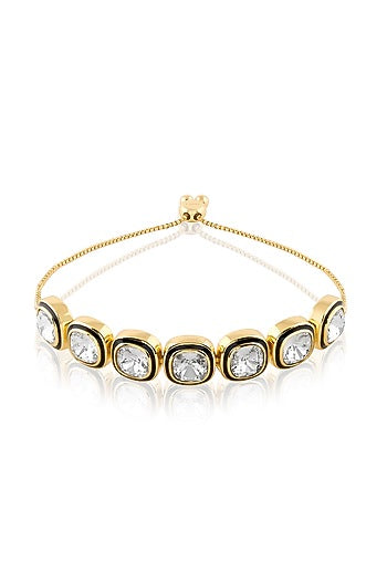 Gold Plated White Crystal Enameled Bracelet