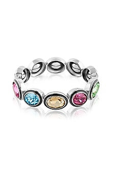 Black Rhodium Finish Multi-Colored Crystal Enameled Bangle