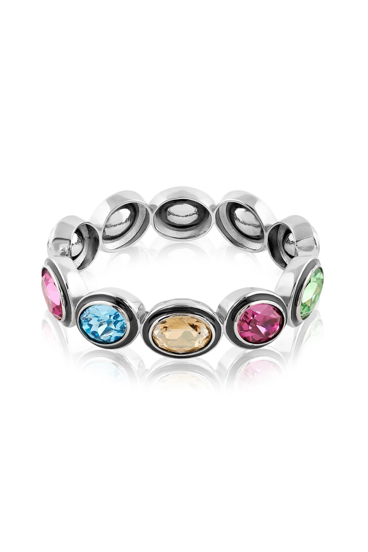 Black Rhodium Finish Multi-Colored Crystal Enameled Bangle