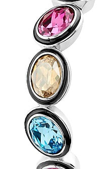 Black Rhodium Finish Multi-Colored Crystal Enameled Bangle