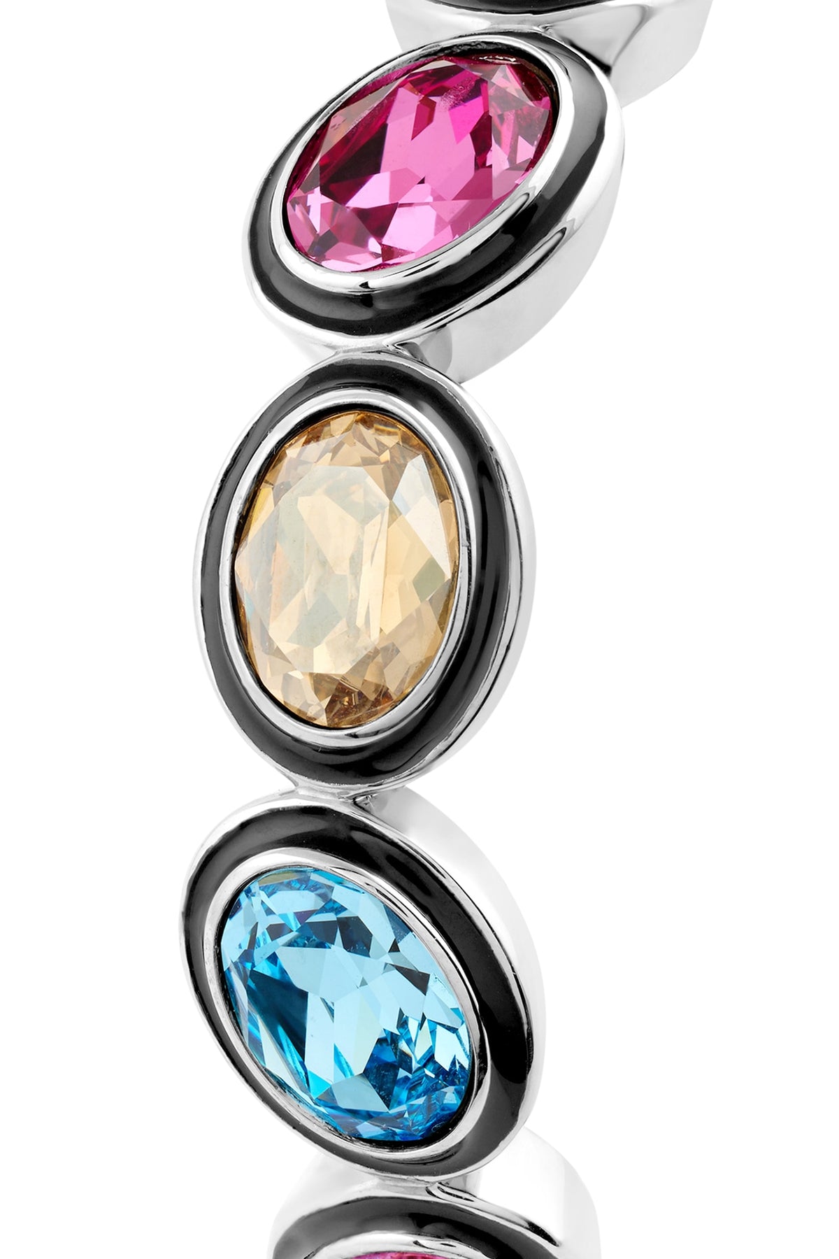 Black Rhodium Finish Multi-Colored Crystal Enameled Bangle