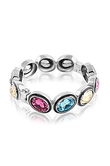 Black Rhodium Finish Multi-Colored Crystal Enameled Bangle