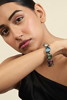 Black Rhodium Finish Multi-Colored Crystal Enameled Bangle
