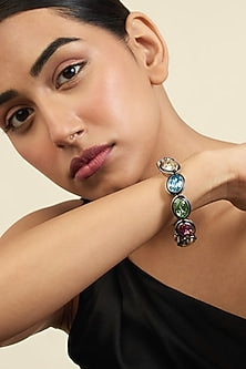 Black Rhodium Finish Multi-Colored Crystal Enameled Bangle