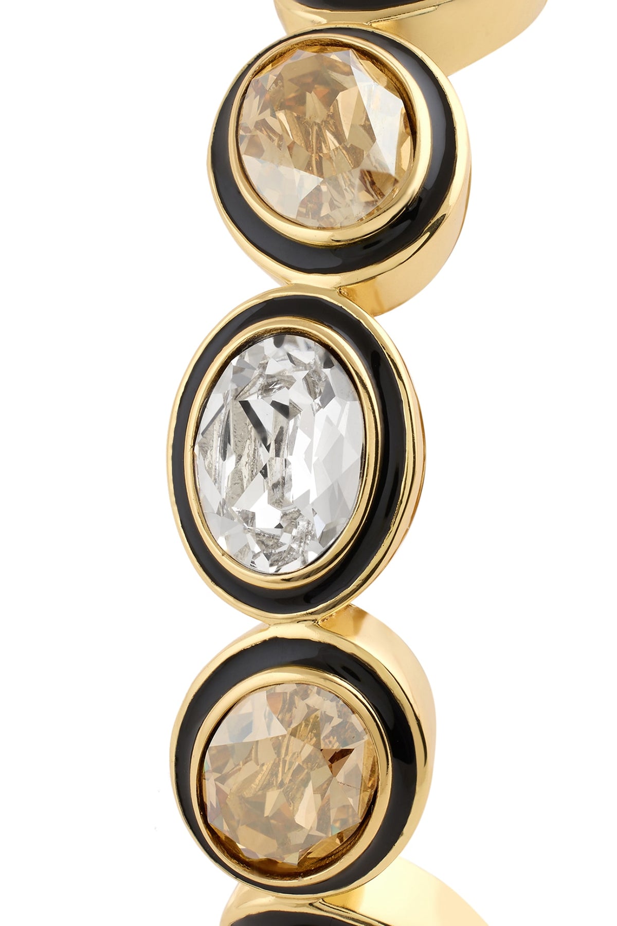 Gold Plated Mocha Mousse & White Crystal Enameled Bangle