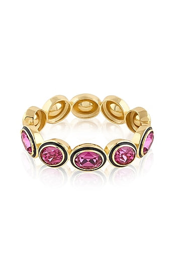 Gold Plated Purple Crystal Enameled Bangle