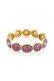 Gold Plated Purple Crystal Enameled Bangle