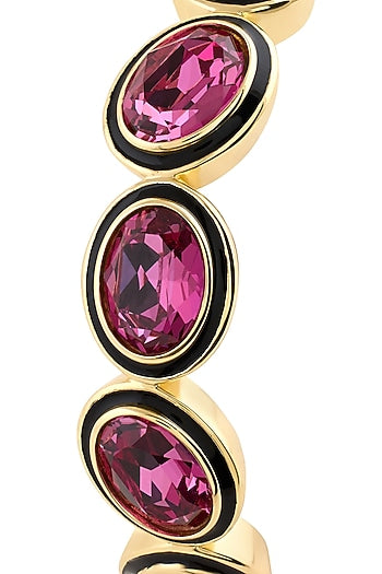 Gold Plated Purple Crystal Enameled Bangle
