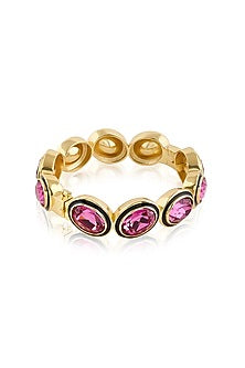 Gold Plated Purple Crystal Enameled Bangle