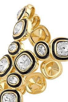 Gold Plated White Crystal Enameled Cuff