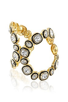 Gold Plated White Crystal Enameled Cuff