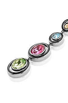 Black Rhodium Finish Multi-Colored Crystal Enameled Dangler Earrings