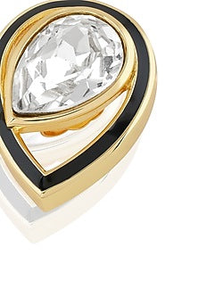 Gold Plated White Crystal Enameled Stud Earrings