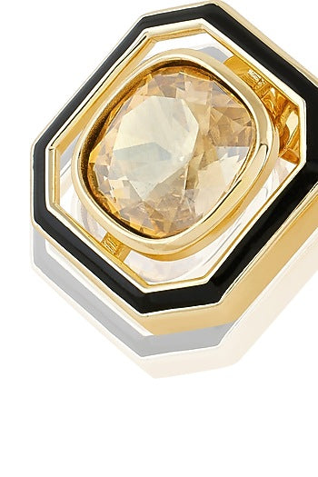 Gold Plated Mocha Mousse Crystal Enameled Stud Earrings