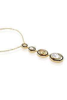Gold Plated White & Mocha Mousse Crystal Enameled Y Necklace