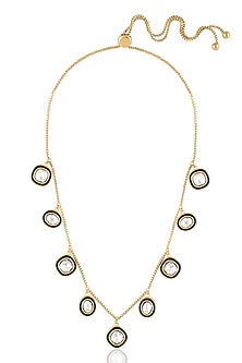 Gold Plated White Crystal Enameled Choker Necklace
