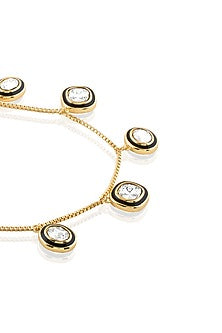 Gold Plated White Crystal Enameled Choker Necklace