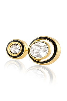 Gold Plated White Crystal Enameled Ring