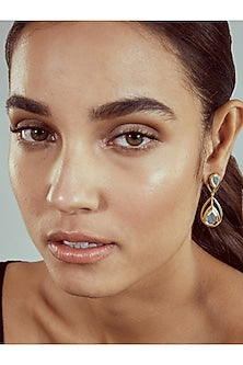 Gold Finish Mirror Dangler Earrings