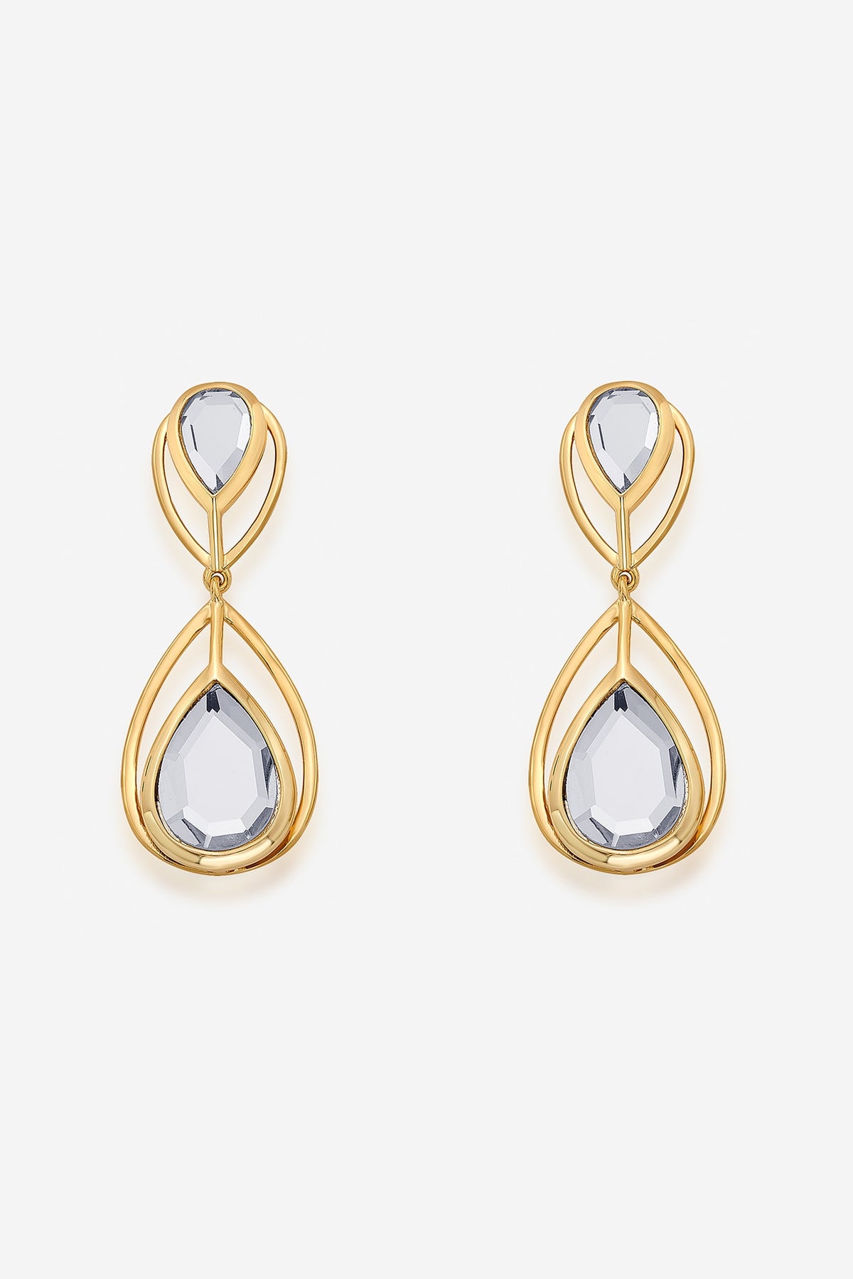 Gold Finish Mirror Dangler Earrings
