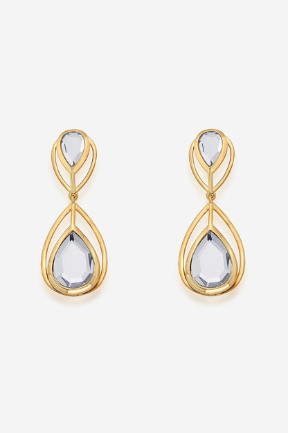 Gold Finish Mirror Dangler Earrings