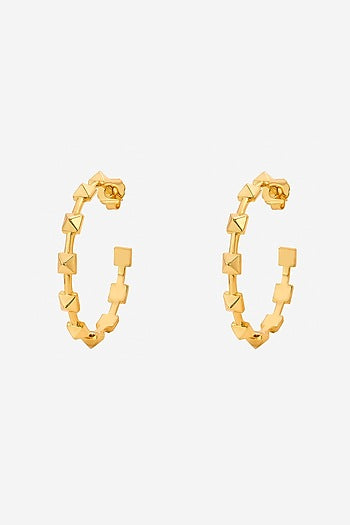 Gold Finish Synthetic Stone Hoop Earrings