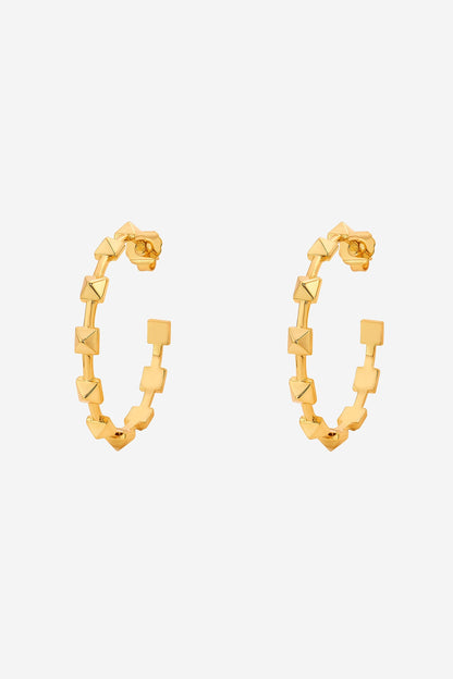 Gold Finish Synthetic Stone Hoop Earrings
