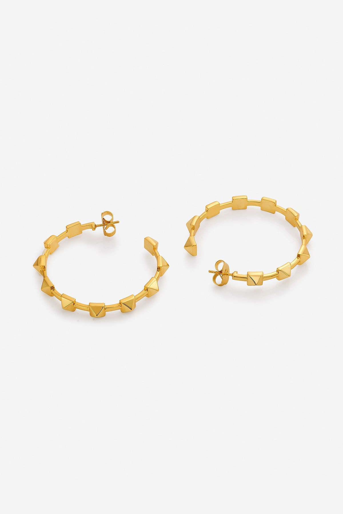 Gold Finish Synthetic Stone Hoop Earrings