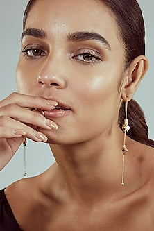 Gold Finish Mirror Dangler Earrings