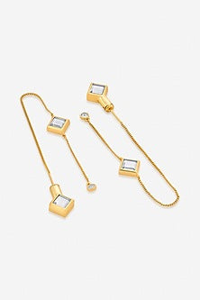 Gold Finish Mirror Dangler Earrings