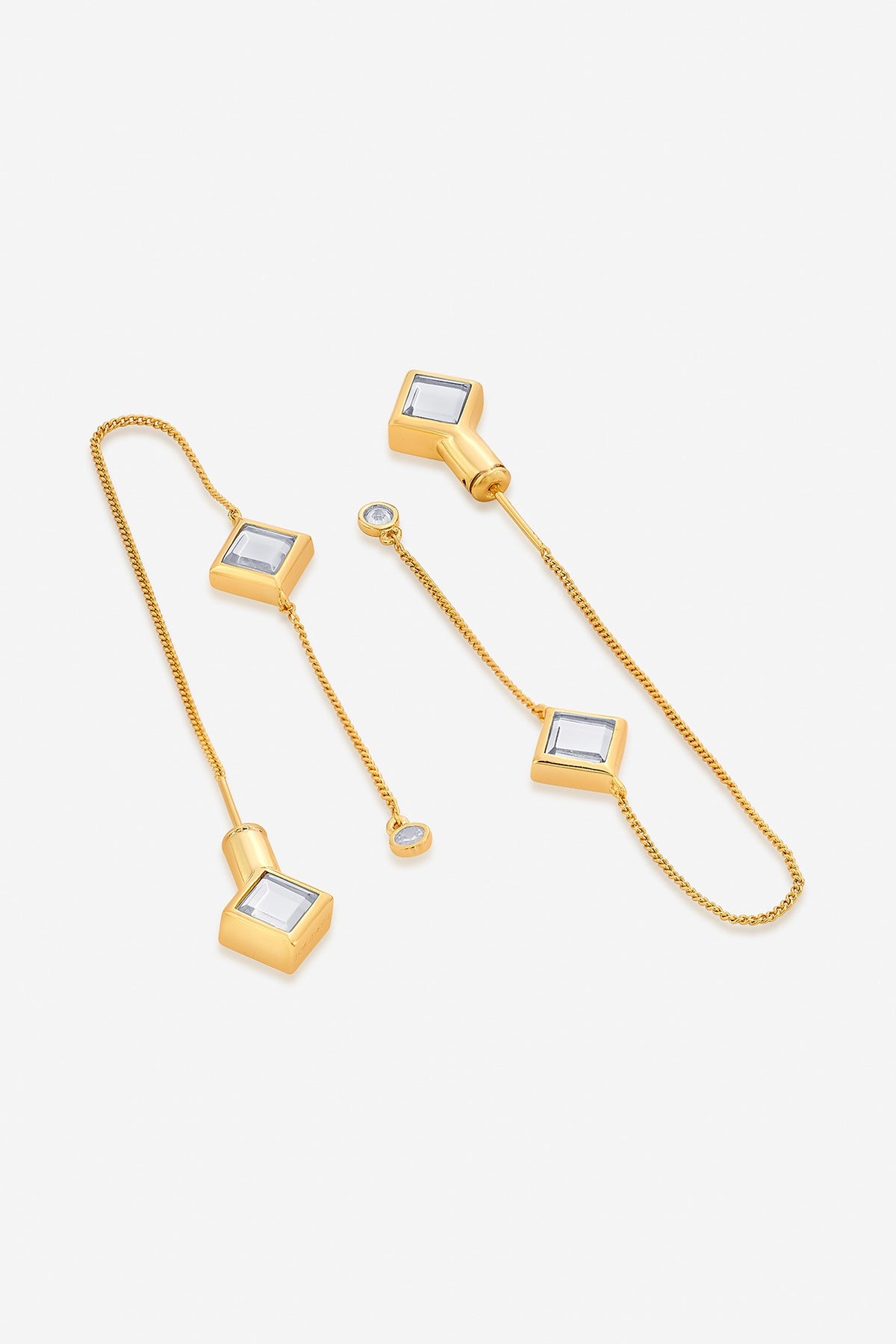 Gold Finish Mirror Dangler Earrings