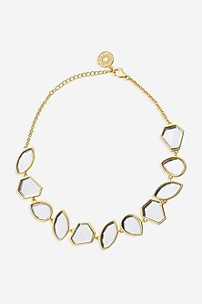 Gold Finish Mirror Choker Necklace