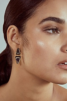 Gold Plated Synthetic Stone Libra Stud Earrings