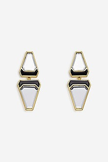 Gold Plated Synthetic Stone Libra Stud Earrings
