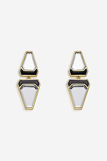 Gold Plated Synthetic Stone Libra Stud Earrings