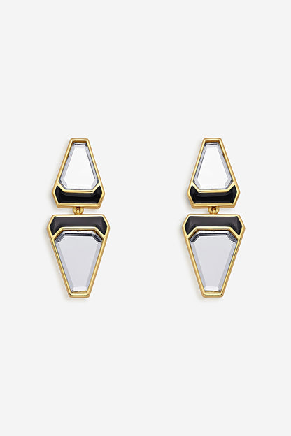 Gold Plated Synthetic Stone Libra Stud Earrings