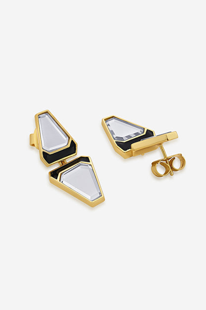 Gold Plated Synthetic Stone Libra Stud Earrings
