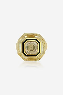 Gold Finish Crystal Enamelled Ring