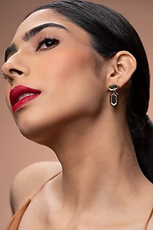 Gold Plated Mirror Enamelled Dangler Earrings