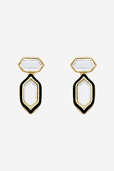 Gold Plated Mirror Enamelled Dangler Earrings