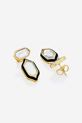 Gold Plated Mirror Enamelled Dangler Earrings