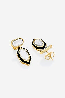 Gold Plated Mirror Enamelled Dangler Earrings