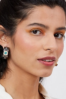 Gold Finish Swarovski Hoop Earrings