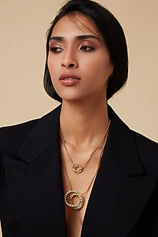Gold Finish Swarovski Crystal Long Necklace