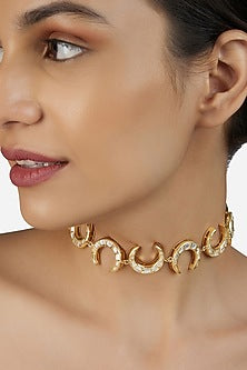 Gold Plated Mirror Choker Necklace